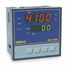 TEMPCO Temperature Controller: TEC-4100, 1/4 DIN Size, Universal, PID, 90 to 250V AC, Digital, 0.083 (MPN TEC56025). Key specifications — Brand: TEMPCO; Alarms: Relay-2A; Control Mode: PID; Current: 0.083; Display Type: Digital; Input Voltage: 90 to 250V AC; Output: 2 A Relay; Product Type: Temperature Controller.