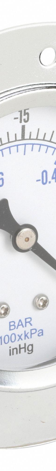 PIC GAUGES Panel-Mount Vacuum Gauge: Front Flange, 2 1/2 in Dial, 1/8 in NPT Male, Center Back, 104D (MPN 104D-258A). Key specifications — Accuracy: ±3-2-3%; Brand: PIC GAUGES; Vibration Resistance Properties: None; Gauge Wetted Parts: Copper.