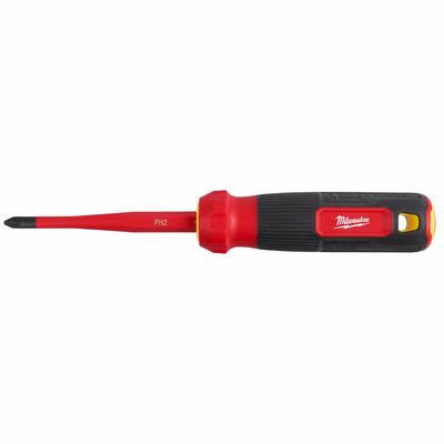 MILWAUKEE Multi-Bit Screwdriver: Phillips/Square Tip, 1/4 in/#2/3/16 in Tip Size - Insulated Multi-Bit Screwdrivers