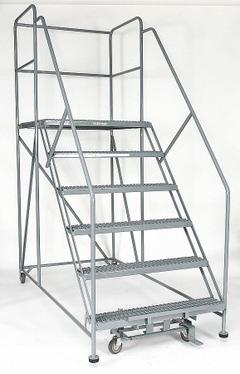 COTTERMAN Mobile Work Platform: 5 ft Platform Ht - Max, 36 in x 60 in, Steel, 800 lb Load Capacity (MPN 6WP3660RA3B4B8AC1P6). Key specifications — Folding: Not Foldable; Mobility: Rolling; Components Included: Rubber Foot Pads; Use Location: Indoor; Brand: COTTERMAN; Color: Gray; Height Adjustability: Fixed Height; Includes Handrails: Handrails Included.