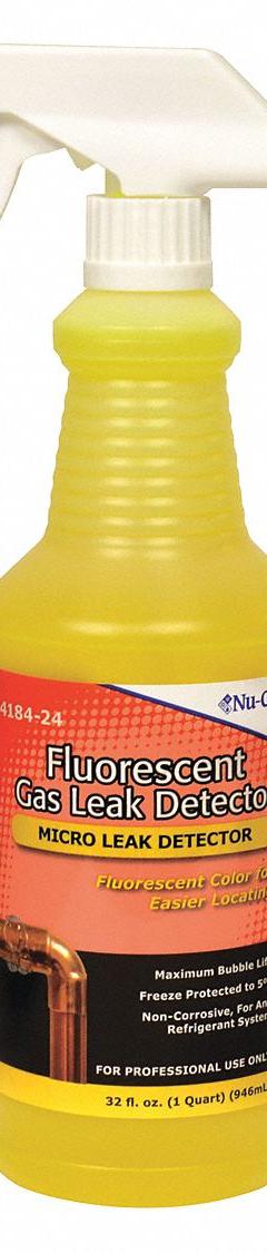 NU-CALGON Fluorescent Gas Leak Detector: 32 oz, Spray Bottle, 5°F to 225°F Temp. Range, Yellow (MPN 4184-24). Key specifications — Brand: NU-CALGON.