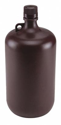 GLOBE SCIENTIFIC Sampling Bottle: Polypropylene, 1.05 gal, 4 L, Amber, 38-430 mm Screw Closure Size (MPN 7054000AM). Key specifications — attr1369882: Amber; attr1389357: Attached; attr1369885: GLOBE SCIENTIFIC; attr1369835: None; attr1369833: Yes.