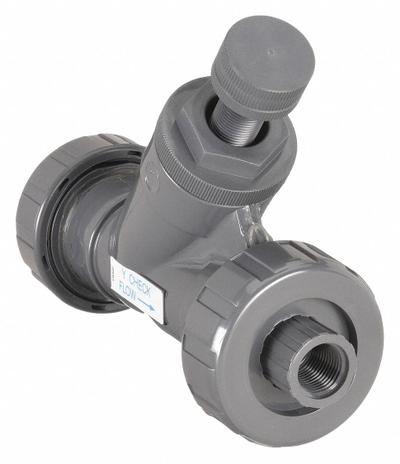 HAYWARD Spring Y Check Valve: Piston, Y-Style Valve Body, 1/2 in Pipe Size, FNPT x FNPT - Adjustable PVC Y Piston Check Valves