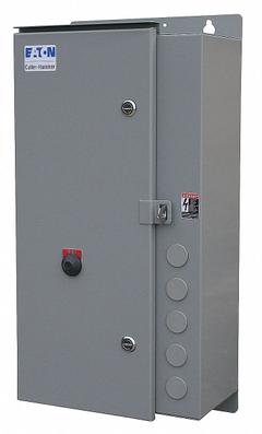 EATON NEMA Magnetic Motor Starter: Non-Reversing, 3 Poles, NEMA Size 5, 270 A, 120V AC Coil (MPN ECN0552AAA-R63/G). Key specifications — attr211388: EATON; attr951451: 1NO/1NC; attr951453: 110/120V AC; attr951489: Three; attr984425: 1NO/1NC; attr984429: Pilot Light; attr997361: None (Not Applicable to Electronic Overloads).