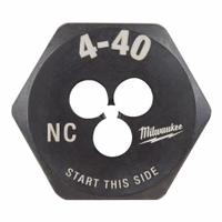 MILWAUKEE Hex Threading Die: #4-40 UNC, 1 in Hex Wd, Black Oxide Carbon Steel (MPN 49-57-5308)