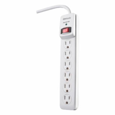 WOODS Surge Protector: 6 Outlets, 3 ft Cord Lg, 510 J Rated Energy, 15 A Current - General Purpose Surge Protectors