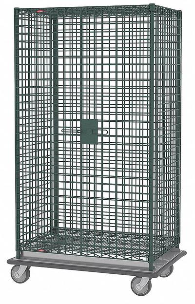 METRO Security Cart: 900 lb, 36 in L x 24 in W Self, 39 in L x 28 in W x 69 in H Overall Dim - Antimicrobial Wire Security Carts