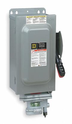 SQUARE D Safety Switch: Non-Fusible, 30 A, Three Phase, 600V AC, Galvanized Steel, Indoor (MPN HU361AWC). Key specifications — attr867074: SQUARE D; attr925469: Crouse-Hinds Arktite.