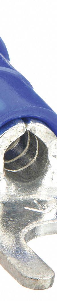 3M Fork Terminals: Blue, Vinyl, #8 Stud Size, 16 AWG – 14 AWG Wire Range, Std Fork, 1,000 V (MPN FV14-8Q). Key specifications — Barrel Style: Funnel; Manufacturer Part Number: FV14-8Q; Brand: 3M; Series: TH.