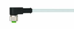 Cordset: M12 Female Right Angle X Bare Wire, 4 Pins, Gray, PVC, 5 m Cable Lg, 4 A Max Current (A) (MPN 7000-12341-2140500). Key specifications — Cable Jacket Color: Gray; End 1 Gender: Female; End 1 Mounting Orientation: Right Angle; End 2 Connection Type: Bare Wire; IP Rating: IP66K; Brand: MURRELEKTRONIK; Wire Size: 22 AWG; Cable Jacket Material: PVC.