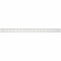 STARRETT Steel Rule, Spring Tempered: C604R-18, 18 in, 0.05 in Thick, 1/64 in, Chrome, Black, Rigid. Key specifications — attr939978: 1/64 in; attr934745: STARRETT; attr944509: Chrome; attr939993: Decimal; attr986193: Etched.