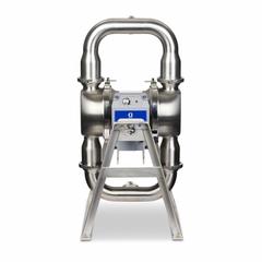 GRACO Electric Diaphragm Pump: Stainless Steel Body, Three Phase, 380-480V AC, 3 in, 18 ft Max. Head (MPN HE120-1513). Key specifications — Nameplate Voltage: 380-480V AC; Brand: GRACO; Surface Roughness: 32 Ra; Check Valve Material: SS; Diaphragm Material: PTFE with Santoprene Backing; Seat Material: 316 SS.