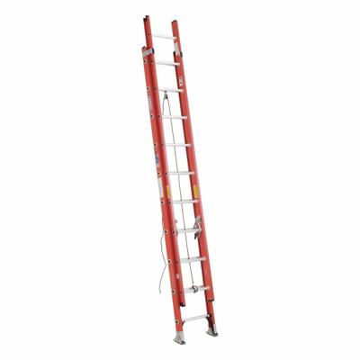 WERNER Extension Ladder: 20 ft Ladder Size, Fiberglass, 300 lb Load Capacity, 45 lb Wt - Non-Conductive Fiberglass Extension Ladders