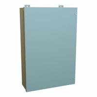HAMMOND Enclosure: Steel, 30 in x 20 in x 7 in, NEMA 12, w/Panel, Solid Cover, Hinged (MPN 1418JF7). Key specifications — Brand: HAMMOND; Closure Method: Screws; Knockouts: Not Included.