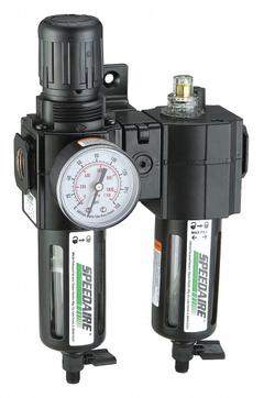SPEEDAIRE Filter/Regulator/Lubricator: 1/4 in NPT, 60 cfm, 150 psi Max Op Pressure, 40 micron, Mist (MPN 7D705). Key specifications — attr109524: SPEEDAIRE.
