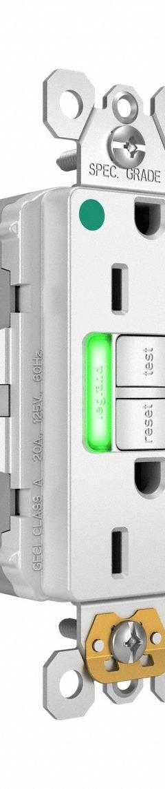 PASS & SEYMOUR GFCI Receptacle: Hospital Grade, Duplex, 5-20R, White, GFCI, 125V AC, 20 A (MPN 2097HGTRPIW). Key specifications — attr1367147: PASS & SEYMOUR.
