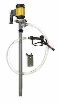 DAYTON Electric Drum Pump: Pump with Hose & Nozzle, 1 hp HP, 110 V AC, 32 gpm, CPVC, CPVC (MPN 1DLP4). Key specifications — Brand: DAYTON; Suction Tube Material: CPVC.