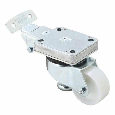 APPROVED VENDOR Plate Caster: 3 in Wheel Dia, 4 5/8 in Mounting Ht, Swivel, 1,100 lb Load Capacity - Quick-Engage Pedal-Style Leveling Plate Casters
