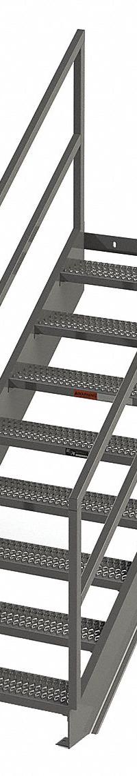 APPROVED VENDOR Portable Stairs: 8.3 ft Overall Ht, Steel, 500 lb Load Capacity, Serrated, 8 Steps (MPN IS63-36). Key specifications — Color: Gray; Brand: APPROVED VENDOR.