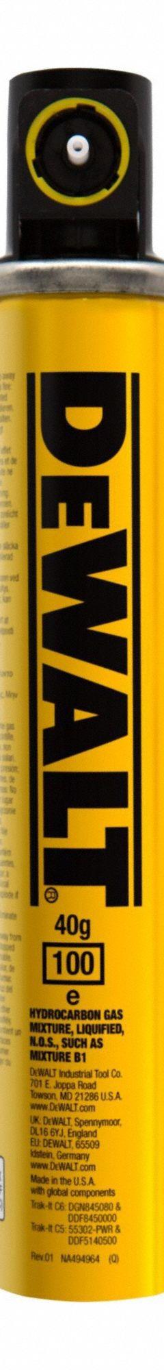 DEWALT DEWALT Trak-It C6 Fuel Cell: Gas Fastening System Compatible (MPN DGN845080). Key specifications — attr1171103: DEWALT; attr1171109: (1) Fuel Cell; attr1180017: Fuel Cell; attr1180018: Gas Fastening System.