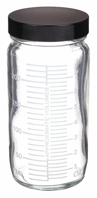 KIMBLE Storage Bottle: 250 mL - Clear Wide Mouth Round Glass Lab Bottles