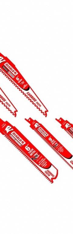 DIABLO Reciprocating Saw Blade Set: 5 Pieces, Reciprocating Saw Blade Set, 6 in_9 in Blade Lg (MPN DS005SC). Key specifications — attr1132189: DIABLO; attr1132196: (2) 6" 5/7 TPI Demo Demon™ Carbide Teeth Reciprocating Saw Blade for Nail-Embedded Wood DS0606CWS.