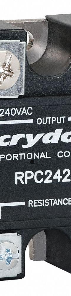 CRYDOM Proportional Controller: 120V AC Input Volt, 40 A Max Output Current with Heat Sink (MPN RPC1240). Key specifications — Application: Resistive Loads Only; Brand: CRYDOM.