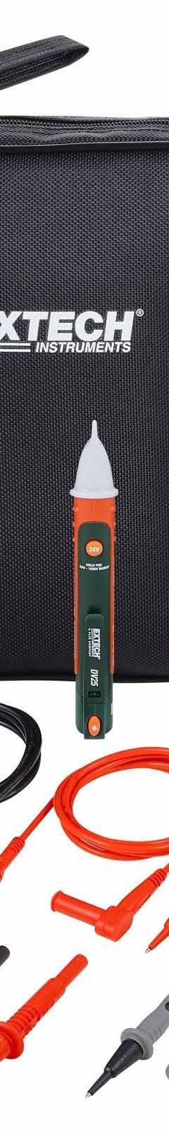 EXTECH Digital Multimeter Clamp On Kit: Digital Multimeter/Volt Detector, IP67, DV25/EX505 (MPN EX505A-K). Key specifications — Digital Multimeter Instrument Counts: 4,000; Brand: EXTECH.