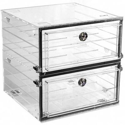 PLAS-LABS Acrylic Desiccator with Gas Port: Rectangular, 3.1 cu ft Capacity, Acrylic - Non-Vacuum Desiccators