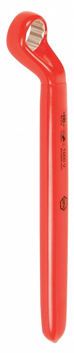 WIHA Box End Wrench: Chrome, 7/16 in Head Size, 7 in Overall Lg, Offset, 15° Head Offset Angle (MPN 21046). Key specifications — attr309427: Chrome; attr309429: Yes; attr324926: WIHA.