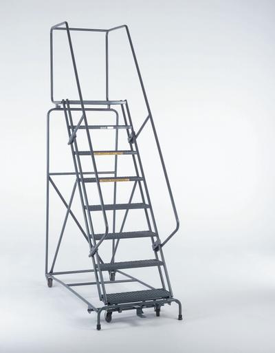 BALLYMORE Rolling Ladder: 10 ft Platform Ht, Assembled, Steel, Manual Lock - Steel Manual-Lock Ladders