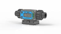 FLOMEC Electronic Flowmeter: Flow Meter, Turbine, 1/2 in FNPT, 1/2 in Connection Size, FNPT, PVDF (MPN G2P05NQ9GMA). Key specifications — Product Type: Flow Meter; Rotor Material: PVDF; Accuracy %: +/-1.5% (With Computer); Output Type: 4-20 mA; Brand: FLOMEC; Unit Of Measure: Gallons; Display Type: Digital; Termination: Not Listed.