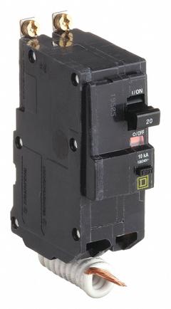 SQUARE D Miniature Circuit Breaker: 20 A, 120/240V AC, Single Phase, 10kA at 120/240V AC, 2 Poles (MPN QOB220EPD). Key specifications — Phase: Single; Amps: 20 A; AC Voltage Rating: 120/240V AC; Max. AIR Rating: 10kA at 120/240V AC; For Use With: QO Load Centers and NQ Panelboards; Brand: SQUARE D.