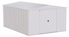 Storage Shed: 123 in W x 163 in D x 76 in H, 755 cu ft, Gray (MPN CLG1014FG). Key specifications — Brand: ARROW STORAGE PRODUCTS; Product Type: Steel Storage Shed; Resistance Properties: Corrosion Resistant; Assembled: Unassembled; Fire Rating: Not Rated; Lockable: Yes.