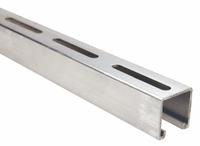 Strut Channel - Slotted: Aluminum, Plain, 12 ga Gauge, Slotted Holes, 4 in Slot Spacing (MPN FS-200SL AL 120.00). Key specifications — Material: Aluminum; Color: Silver; Finish: Plain; Hole Size: 13/32 in x 3 in; Hole Spacing: 4 in Center to Center; Slot Type: Long Slotted; Brand: APPROVED VENDOR.