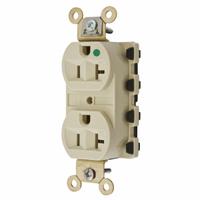 HUBBELL Receptacle: Hospital Grade Fed. Spec., Duplex, 5-20R, Ivory, 125V AC, 20 A, 2 Pole / 3 Wire (MPN SNAP8300IA)