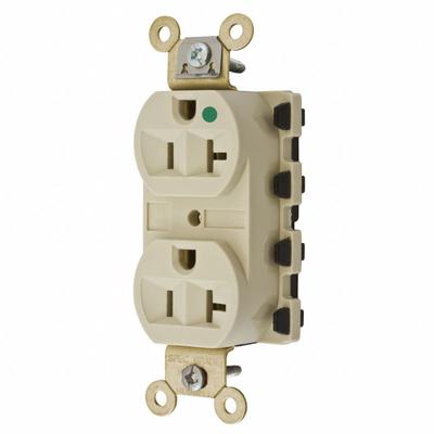 HUBBELL Receptacle: Hospital Grade Fed. Spec., Duplex, 5-20R, Ivory, 125V AC, 20 A - General Purpose Receptacles