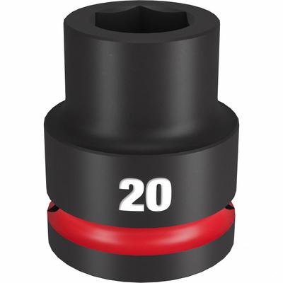 MILWAUKEE Standard Impact Socket: 3/4 in Drive Size, Metric, 20 mm Socket Size, 6-Point - 3/4" Drive Impact Sockets