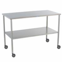 Instrument Table: 24 in Overall Wd, 34 in Overall Ht, 4 ft Overall Lg, Stainless Steel, Silver (MPN 7835MR). Key specifications — Brand: BLICKMAN; Caster Type: Swivel; Countertop Material: Stainless Steel.