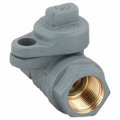 JOMAR VALVE Manual Two-Way Ball Valve: 3/4 in, Brass, Straight, FNPT x FNPT, Full Port Ball Port (MPN 240-004P). Key specifications — Brand: JOMAR VALVE; Handle: Locking Tee.