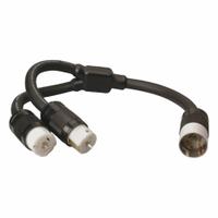 SOUTHWIRE Cord Adapter: 3 ft Lg, 6 AWG, Non-NEMA Plug, Non-NEMA Receptacle, Black, 125/250V AC (MPN 19200008). Key specifications — Temperature Rating: -50 to +105 deg C; NEMA Receptacle Configuration: Non-NEMA; Brand: SOUTHWIRE.