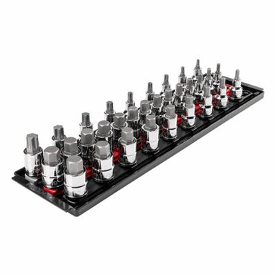 TEKTON Socket Set: 26 - 50 Pieces, 1/2 in Drive Size, 32 Pieces, 19 3/4 in Overall Lg - Multi-Tip Shape Bit Socket Sets