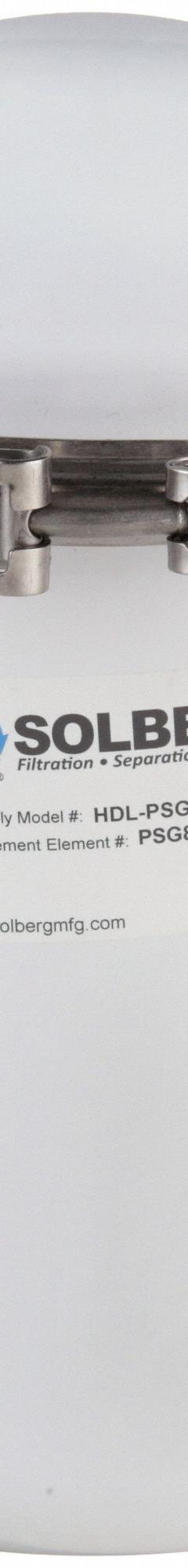 SOLBERG Pneumatic Oil Filter: 0.3 micron Rating, 99.97% Efficiency, 7 5/8 in Outside Dia (MPN HDL-PSG850/1-200HC). Key specifications — attr101190: HDL-PSG850/1-200HC; attr101207: Carbon Steel; attr101193: SOLBERG.