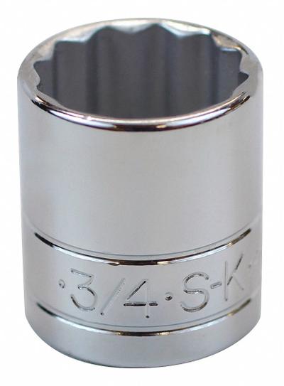 SK PROFESSIONAL TOOLS Socket: SAE, 3/8 in Drive Size, 3/4 in Socket Size, 12-Point, Std - 3/8" Drive Hand Sockets