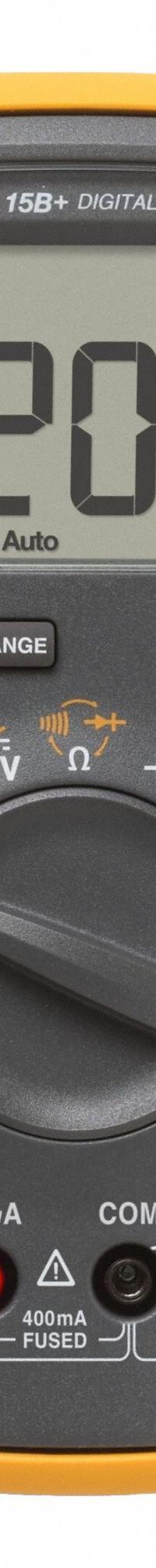 FLUKE Digital Multimeter: Avg, CAT III 600V, 1,000 V Max AC Volt Measurement, IP40 (MPN FLUKE-15B+ ESP). Key specifications — Instrument Counts: 4,000; Brand: FLUKE; Calibration Certificate Included: Not Included.