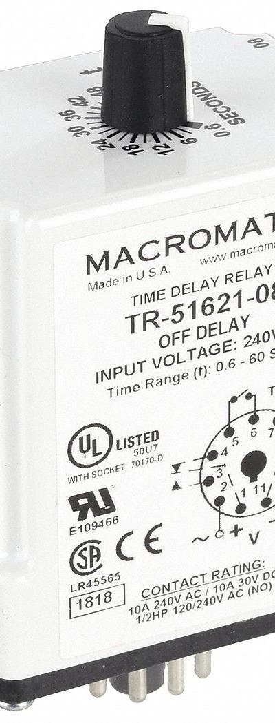 MACROMATIC Single Function Time Delay Relay: Socket Mounted - Socket-Mounted Relays