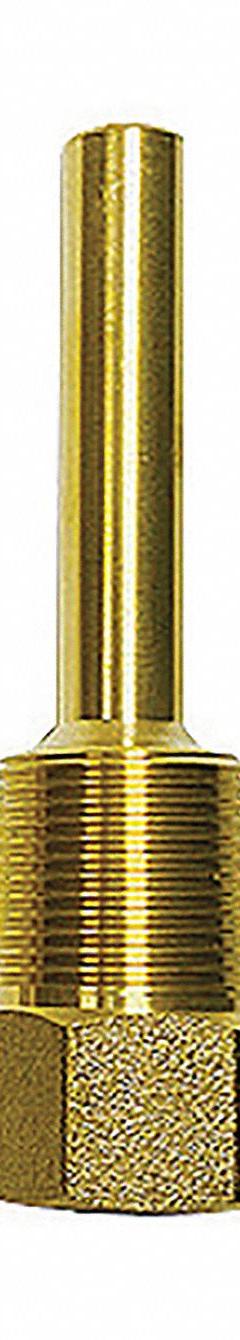 WEISS Industrial Thermowell: Brass, For 3 1/2 in Stem Lg, 2 1/2 in Insertion Lg, For 1/2 in Stem Dia (MPN B35-75BSLF). Key specifications — Maximum Operating Temperature: 400°F/204°C; Brand: WEISS; Maximum Operating Pressure: 5,000 psi at 70°F.