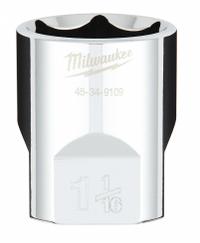 MILWAUKEE Standard Socket: SAE, 1/2 in Drive Size, 1 1/16 in Socket Size, 6-Point, Std, Chrome (MPN 45-34-9109). Key specifications — attr1204417: MILWAUKEE; attr1204392: Chrome.