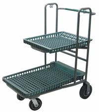 R.W. ROGERS Utility Cart: 600 lb, 2 Shelves, 37 in L x 22 in W Self, Flat, (2) Rigid/(2) Swivel (MPN RWR-PRE-880G). Key specifications — Brand: R.W. ROGERS; Caster/Wheel Configuration: (2) Rigid.