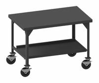 DURHAM MFG Work Table: Fixed Ht, Steel, 72 in x 36 in, 5,600 lb Overall Load Capacity (MPN HDWBM-3672-8PHSB-95). Key specifications — Sub-brand: [Delete]; Unit Type: Not Expandable or Modular; Includes: (2) Drawer Mounting Brackets; Assembly: Fully Assembled; Wheel Material: Phenolic; Frame Material Finish: Powder Coated; Mobility: Casters; Height Adjustability: Fixed Height.